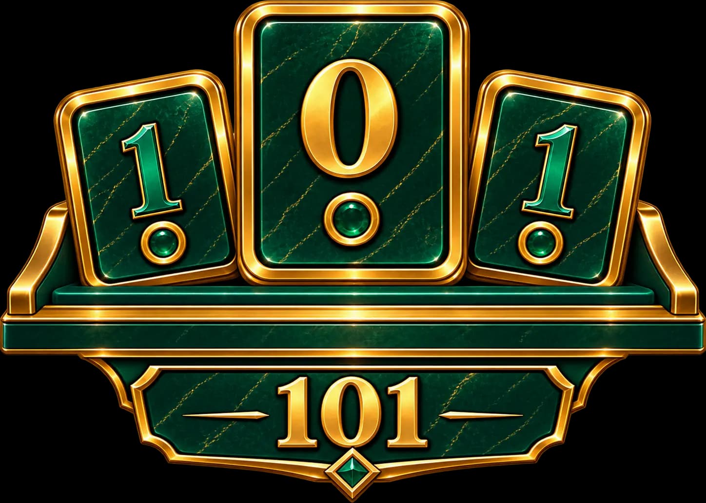Okeyhan 101 emblem with emerald tiles, black marble, and sculpted gold edges