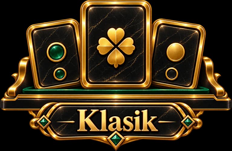 Klasik mode emblem with black and gold tiles